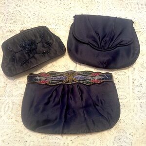 Elegant Black Satin Clutch Set